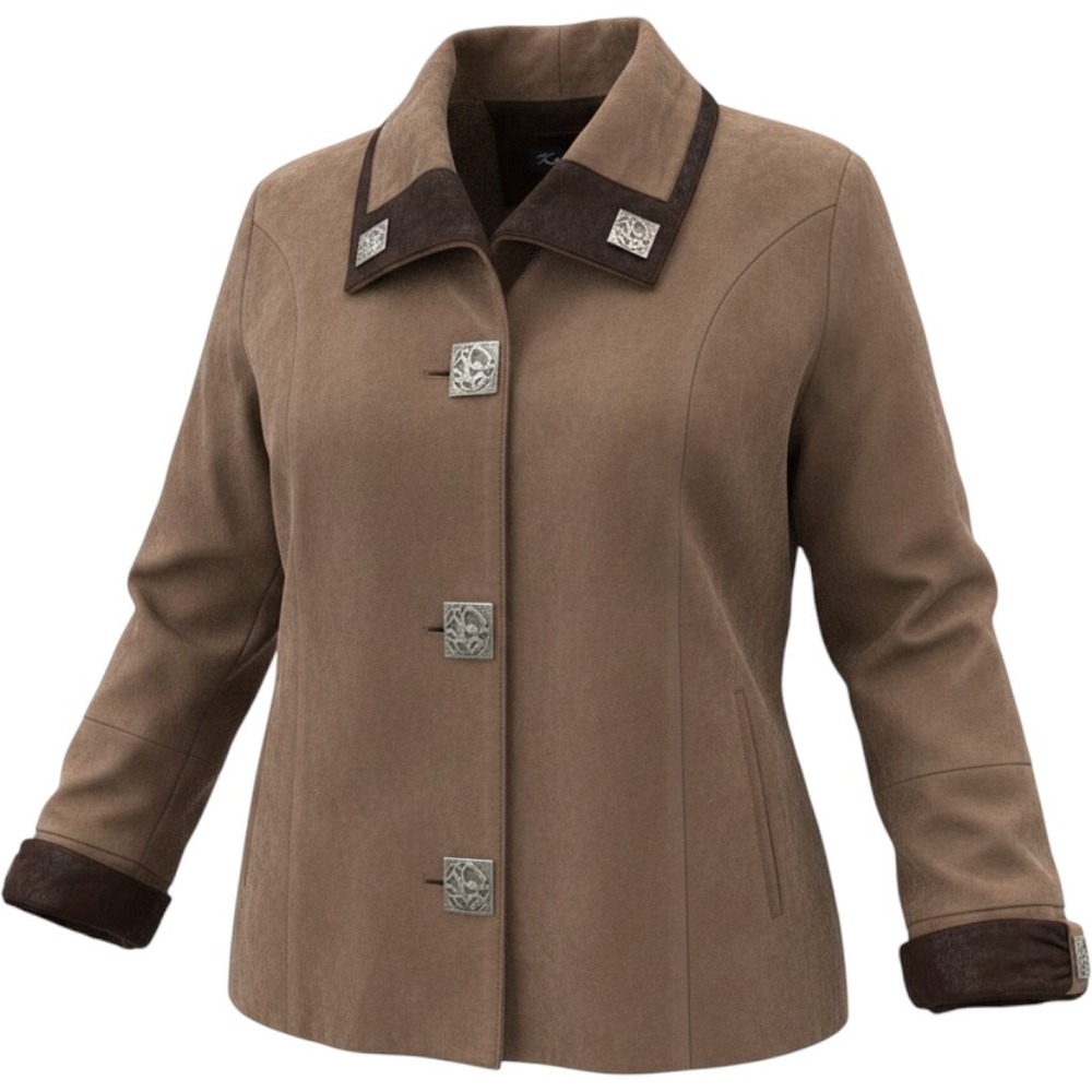 Vintage 90s Brown Lambskin Suede Leather Jacket Womens L Oversized Retro Coat